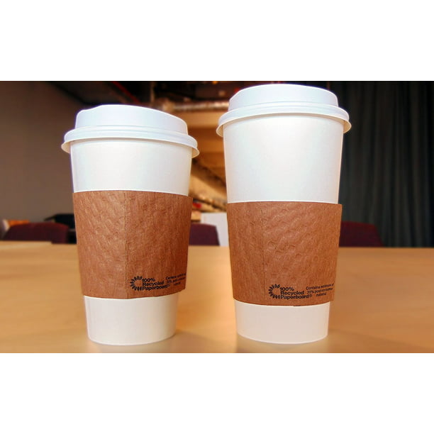 Solid Pink and Purple 16 oz Disposable Coffee Cups with Blank Kraft Sleeves Serves 24
